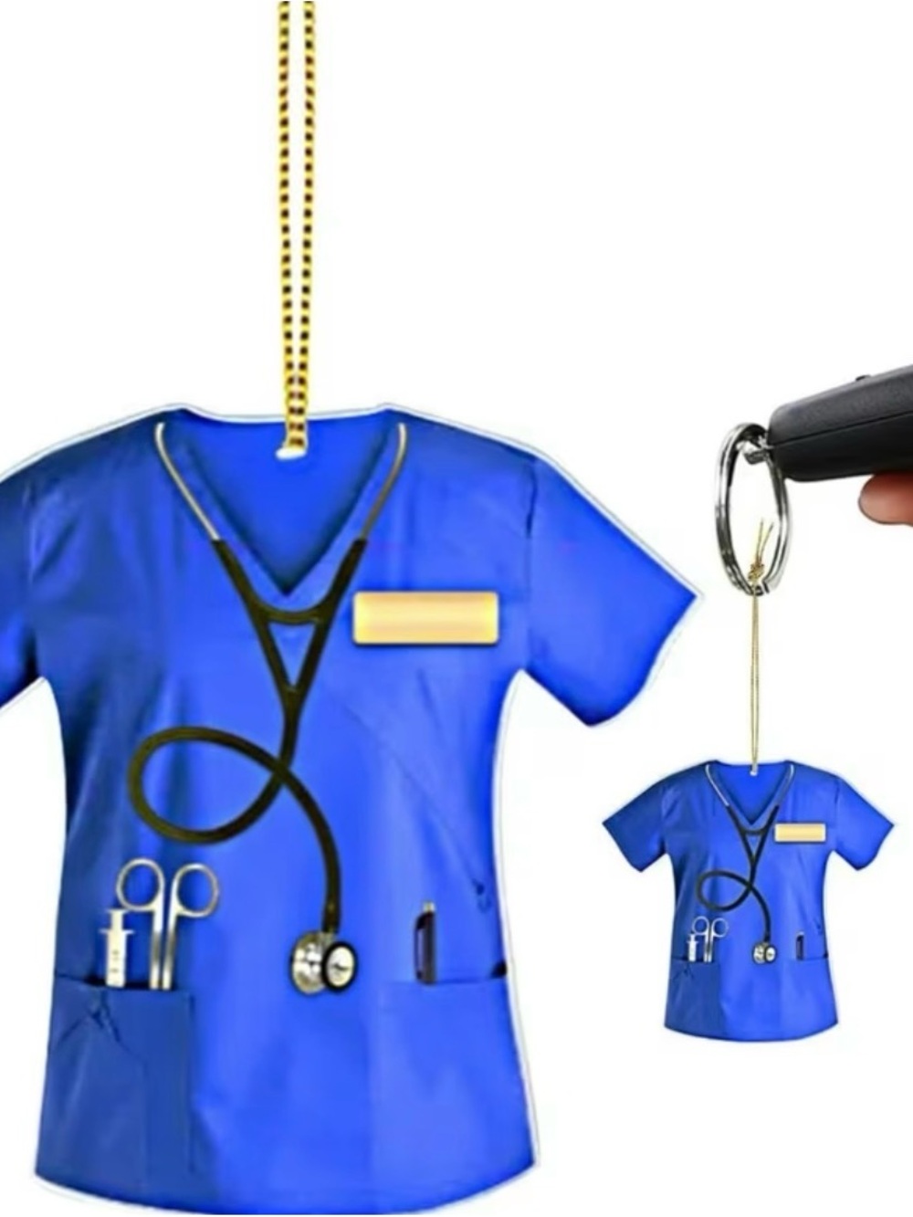 Blue Nurse Scrub Keychain Hanging Ornament - Unbranded